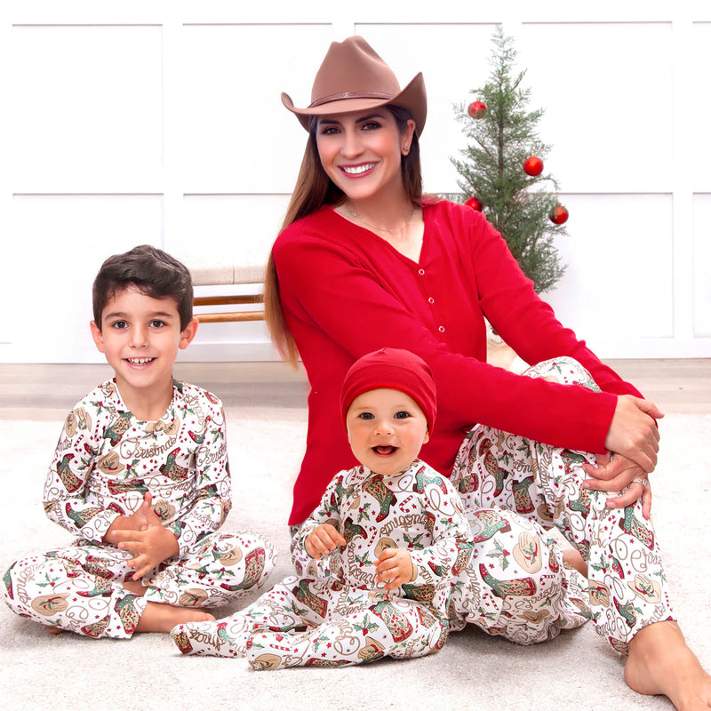 Tesa Babe Western Christmas Baby Bamboo Zipper Romper - Cowboy Holiday