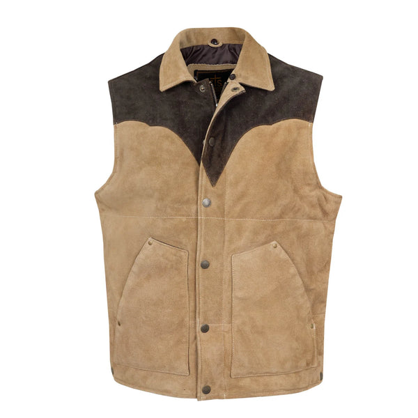 STS Men's Oliver Camel/Chocolate Suede Leather Vest