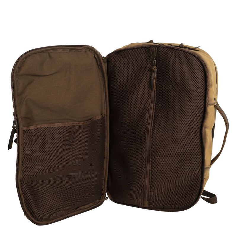 Canvas backpack with multiple compartment storage