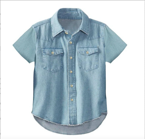 Shea Baby Light Denim SS Pearl Snap Shirt Toddler