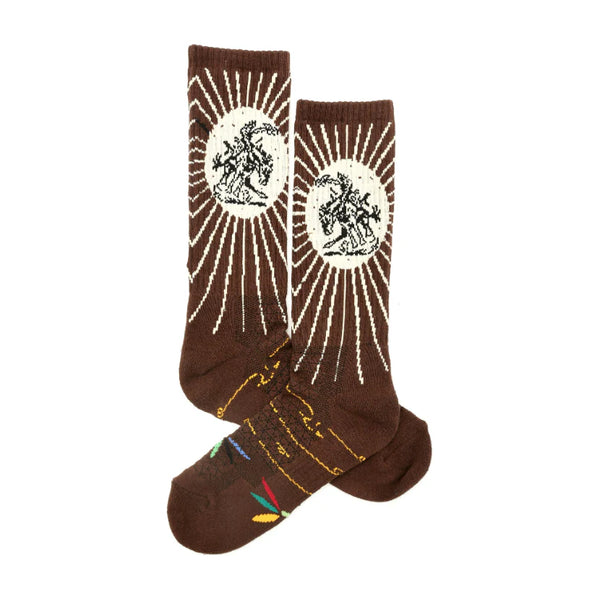 Fringe X Lucky Chuck Bucking Brown Performance Socks