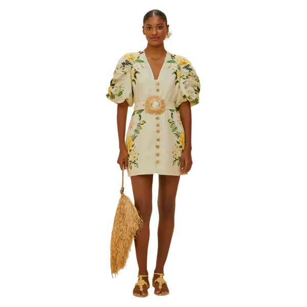 FARM RIO GARDEN CASCADE SAND PUFF DRESS