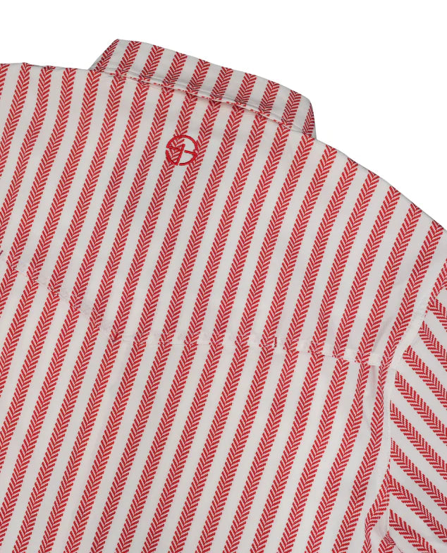 San Jac Men's Short Sleeve Performance Shirt - Red Stripe