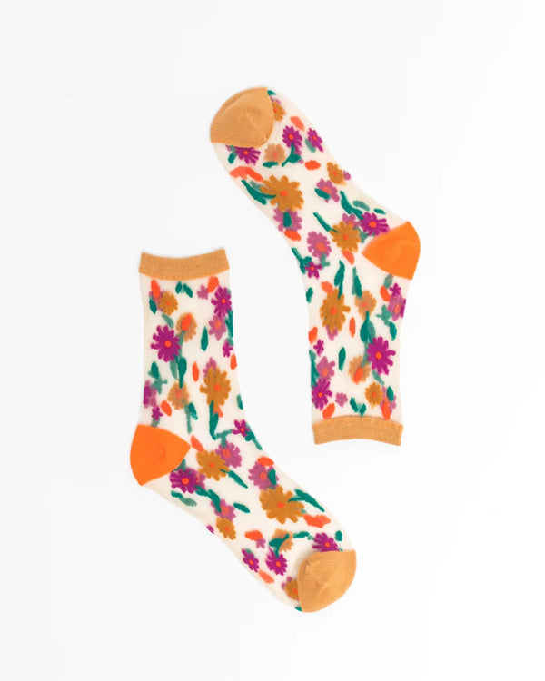 SOCK CANDY Ditsy Floral Sheer Ankle Sock