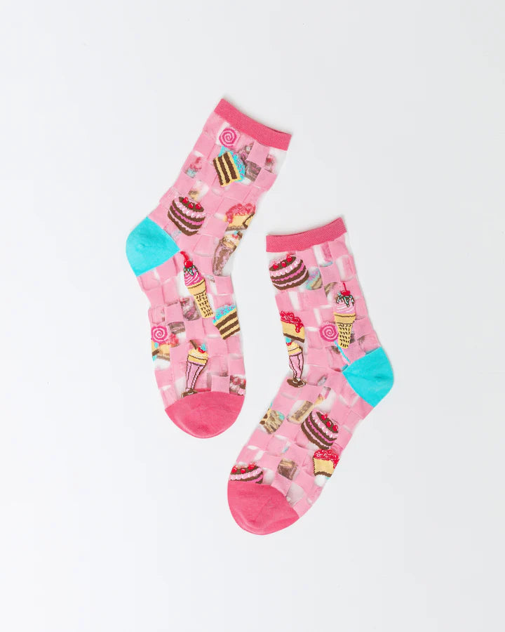 SOCK CANDY Retro Sweets Sheer Crew Sock