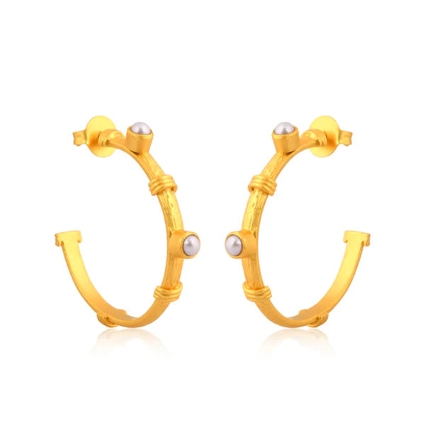 CHRISTINA GREENE SPARKLING SHORE HOOP EARRINGS - PEARL