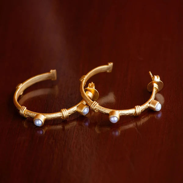 CHRISTINA GREENE SPARKLING SHORE HOOP EARRINGS - PEARL