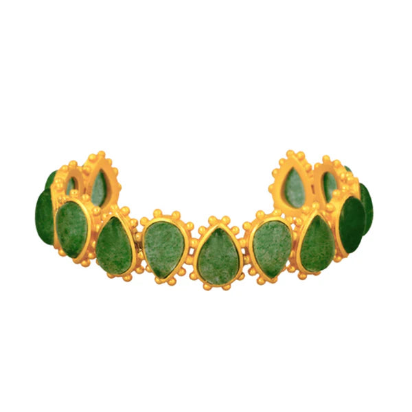 CHRISTINA GREENE STARBURST CUFF - GREEN STRAWBERRY QUARTZ