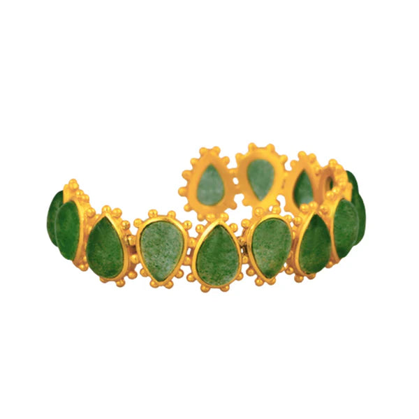 CHRISTINA GREENE STARBURST CUFF - GREEN STRAWBERRY QUARTZ