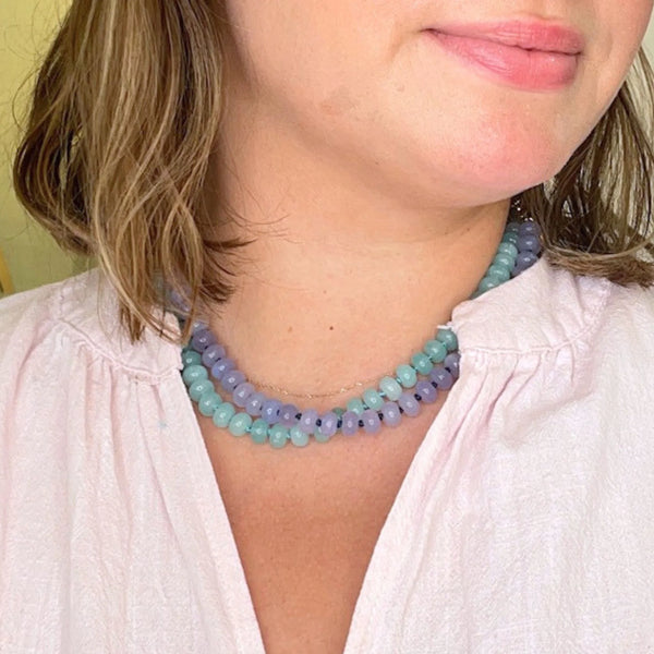 Christina Greene Sweet Stone Beaded Knotted Necklace - Seafoam