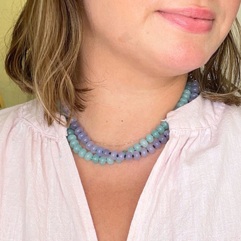 Christina Greene Sweet Stone Beaded Knotted Necklace - Seafoam