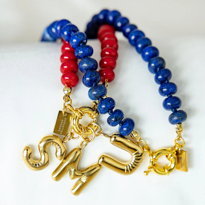 Christina Greene Sweet Stone Beaded Knotted Necklace - Lapis Lazuli