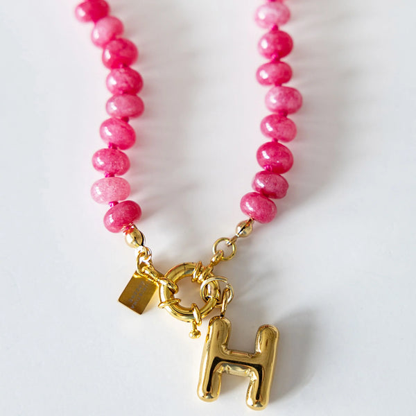 Christina Greene Sweet Stone Beaded Knotted Necklace - Pink
