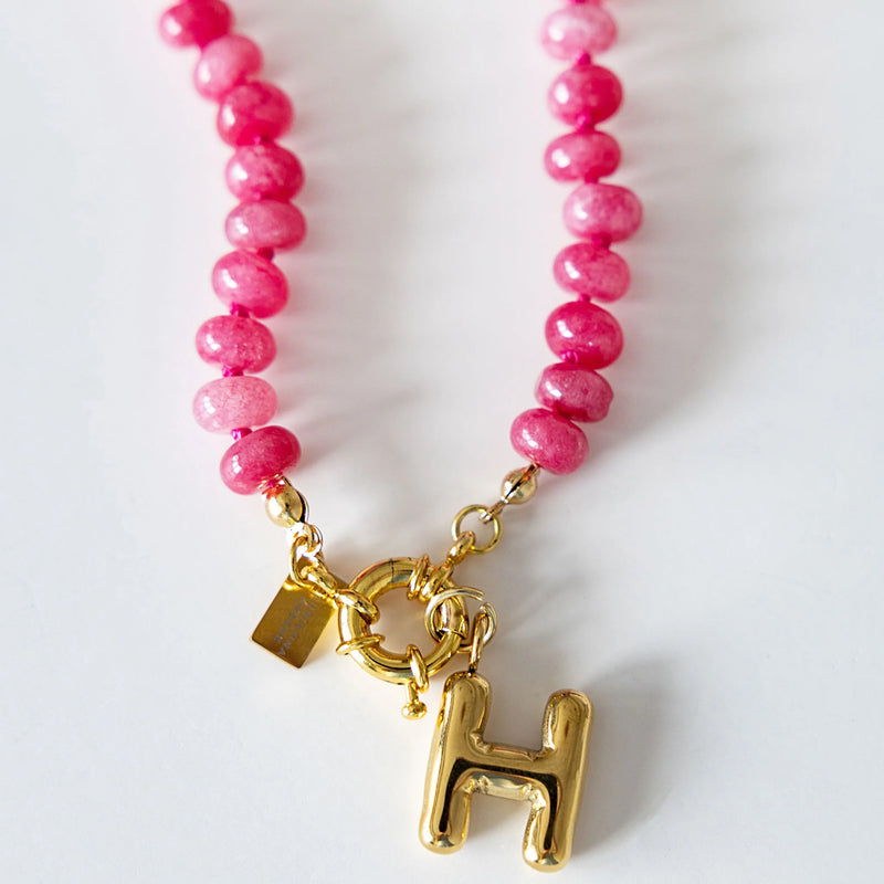 Christina Greene Sweet Stone Beaded Knotted Necklace - Pink