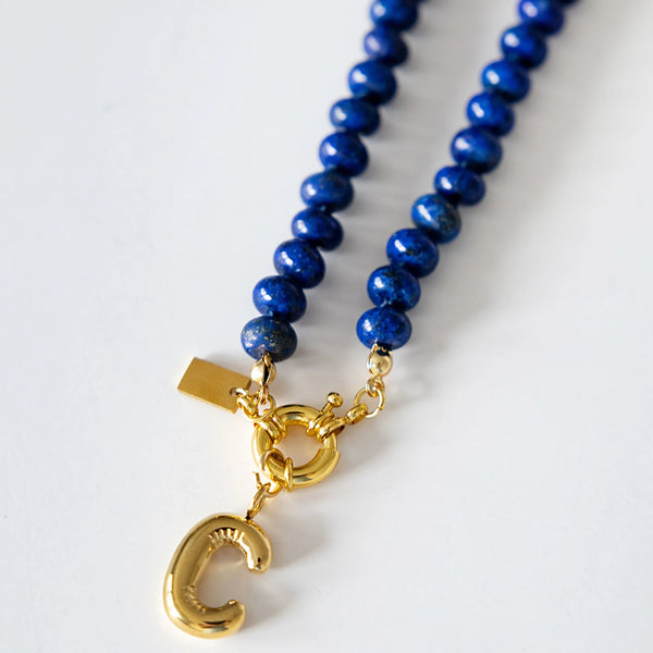 Christina Greene Sweet Stone Beaded Knotted Necklace - Lapis Lazuli