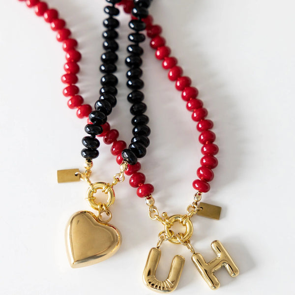 Christina Greene Sweet Stone Beaded Knotted Necklace - Red