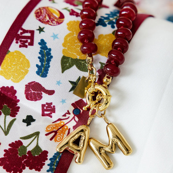Christina Greene Sweet Stone Beaded Knotted Necklace - Maroon Quartz