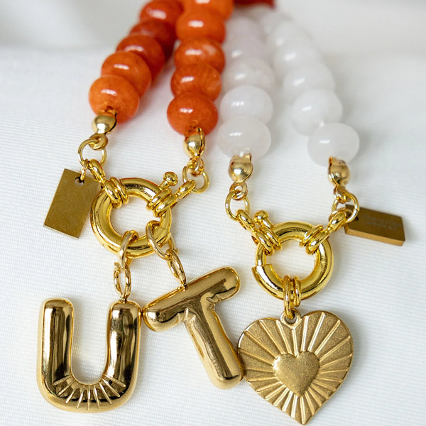Christina Greene Sweet Stone Beaded Knotted Necklace - Orange