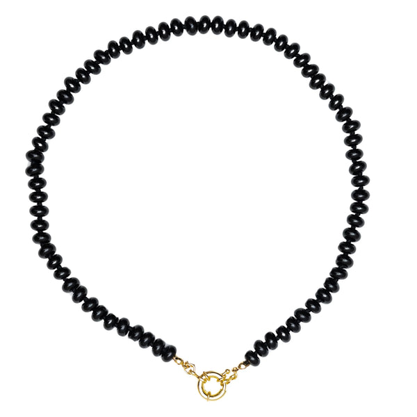 Christina Greene Sweet Stone Beaded Knotted Necklace - Black Agate