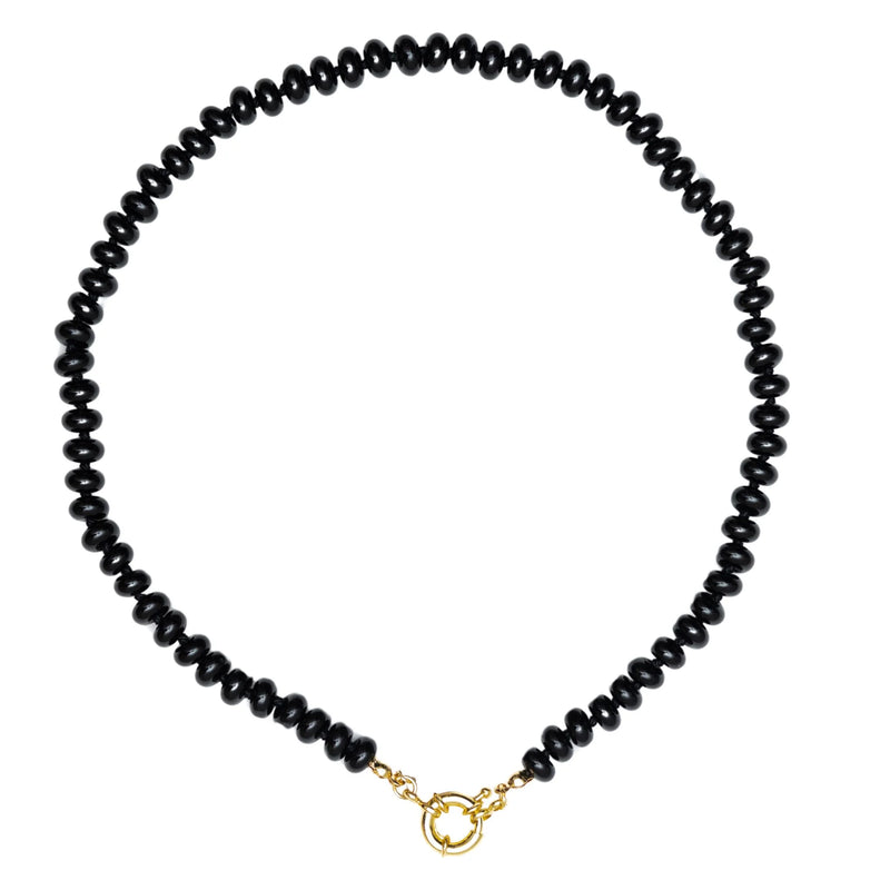Christina Greene Sweet Stone Beaded Knotted Necklace - Black Agate