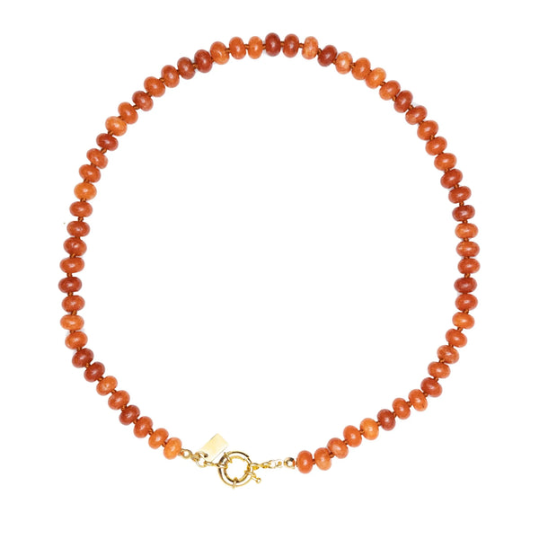 Christina Greene Sweet Stone Beaded Knotted Necklace - Orange