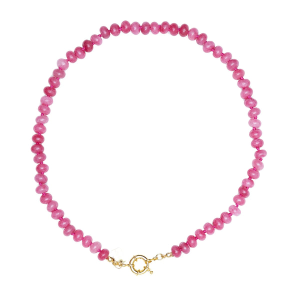 Christina Greene Sweet Stone Beaded Knotted Necklace - Pink