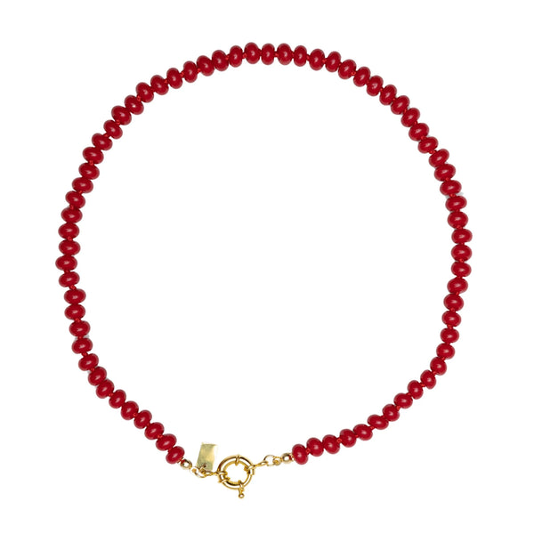 Christina Greene Sweet Stone Beaded Knotted Necklace - Red