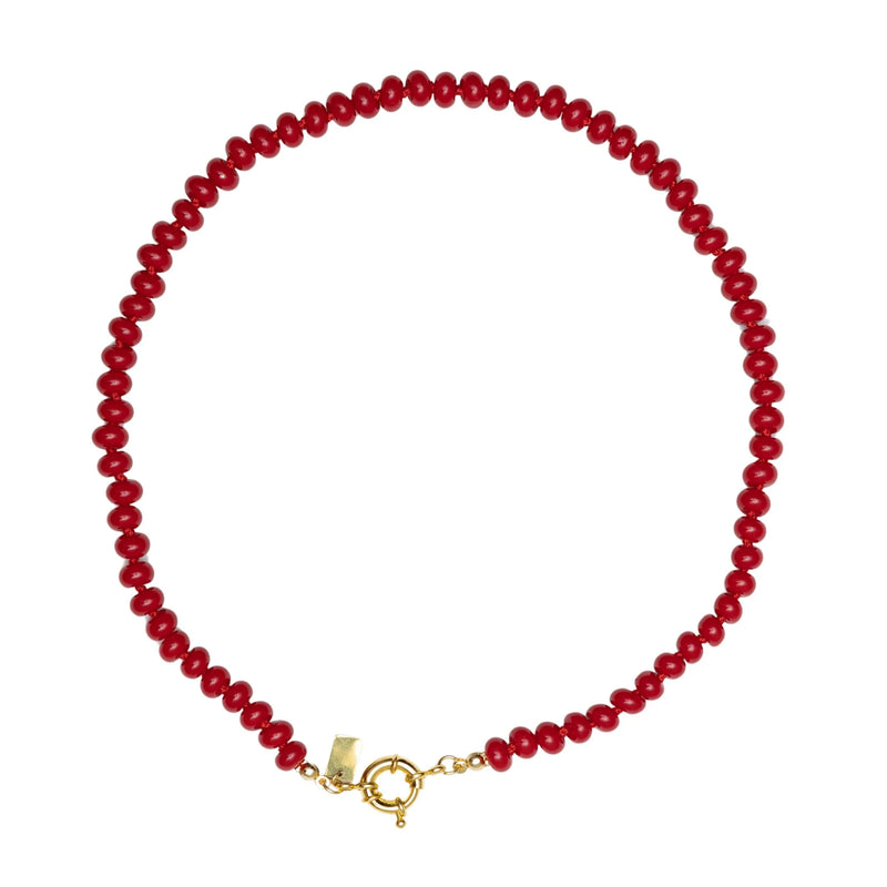 Christina Greene Sweet Stone Beaded Knotted Necklace - Red