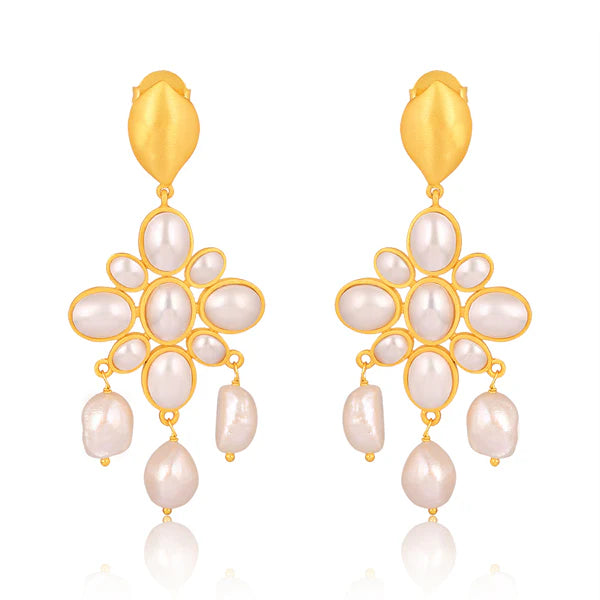 CHRISTINA GREENE SWEPT AWAY DROP EARRINGS - PEARL