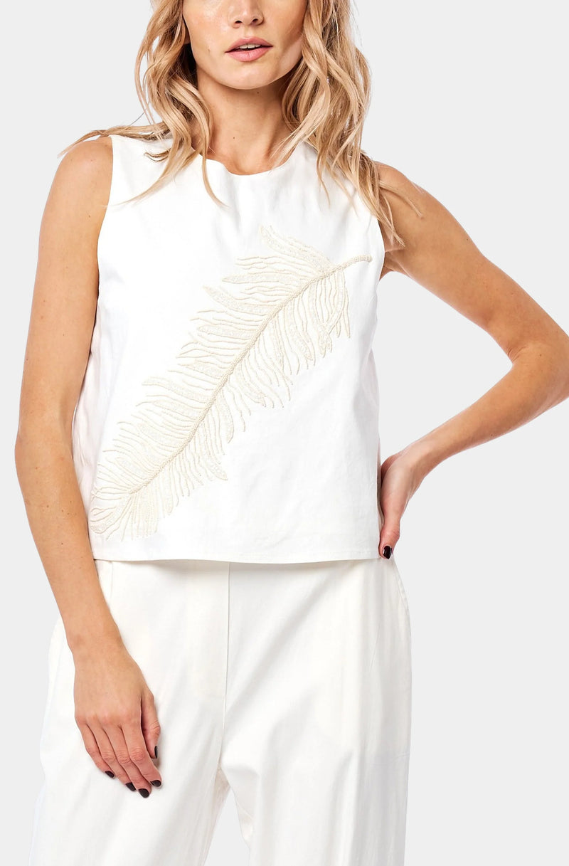 CIEBON BERIT EMBROIDER FEATHER BLOUSE 