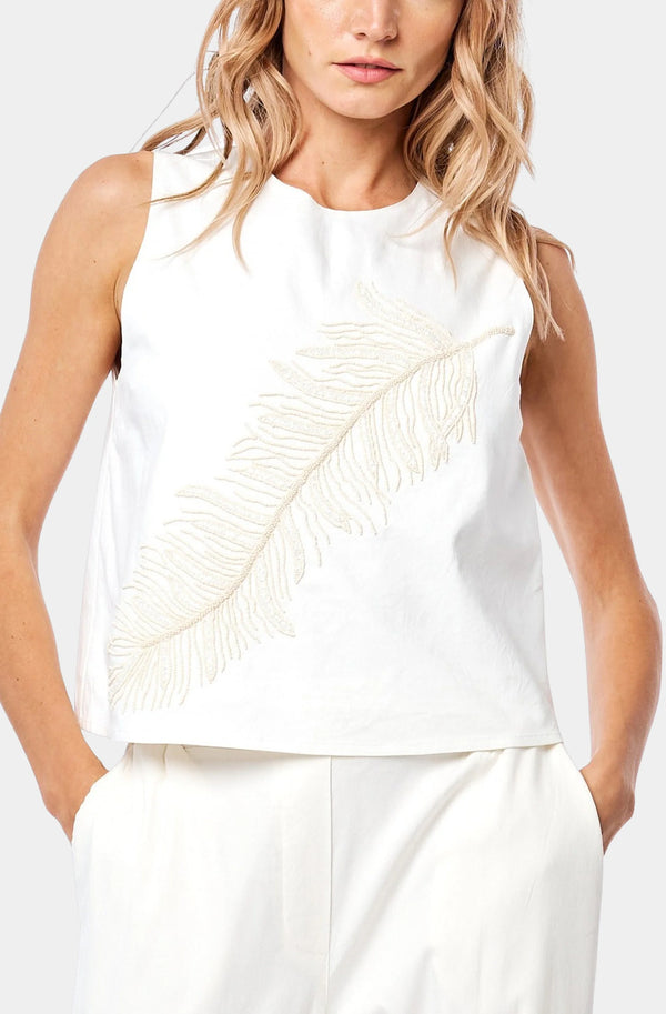 CIEBON BERIT EMBROIDER FEATHER BLOUSE 