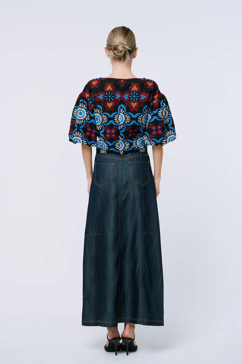 Ciebon Willa Embroidered Puff Sleeve Top