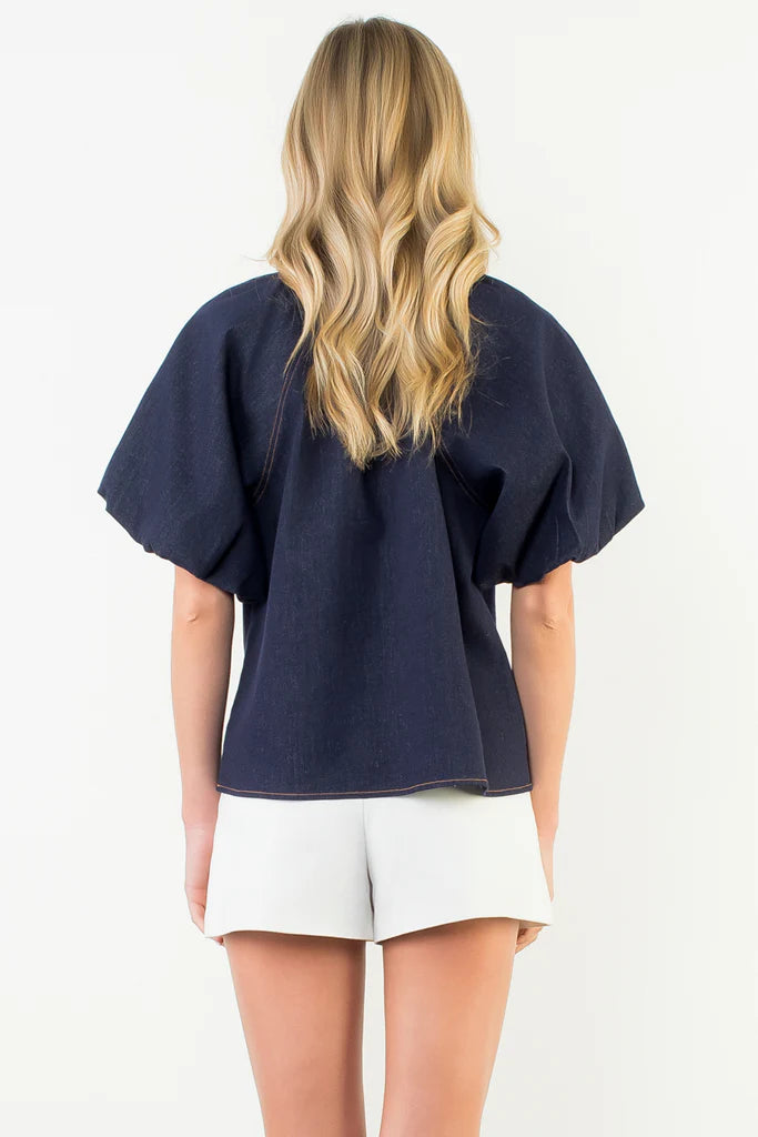 THML Denim Top with Gold Buttons