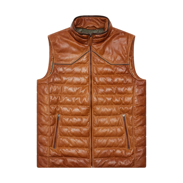 Texas Standard Maverick Leather Vest - Cognac
