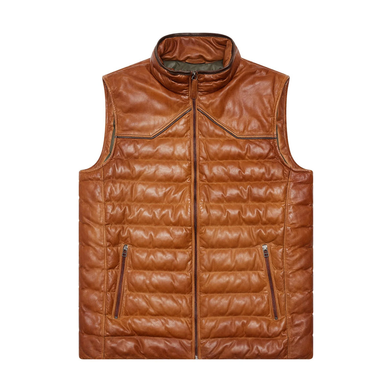 Texas Standard Maverick Leather Vest - Cognac