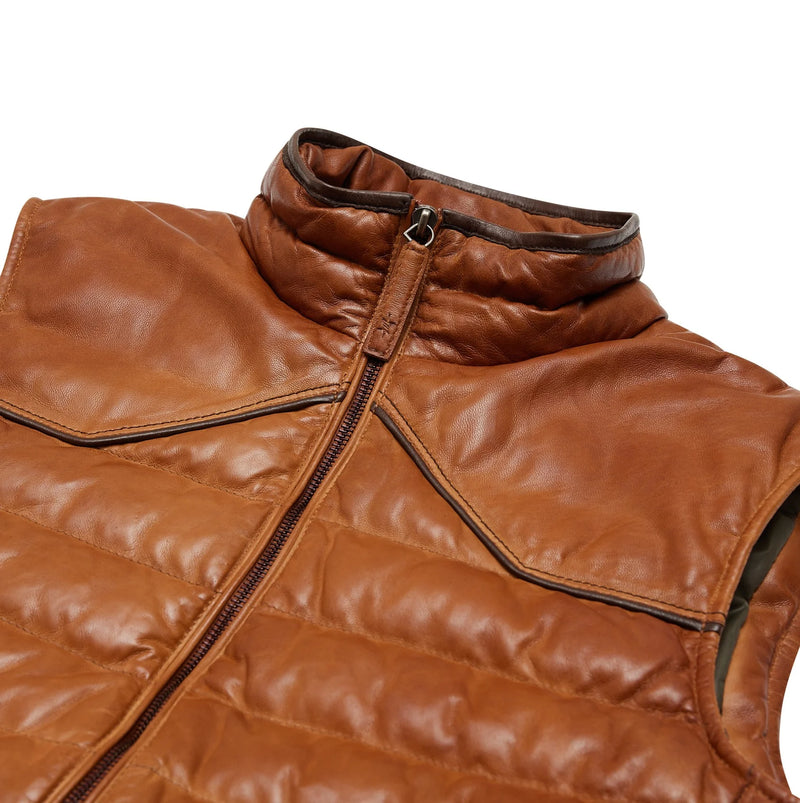 Texas Standard Maverick Leather Vest - Cognac
