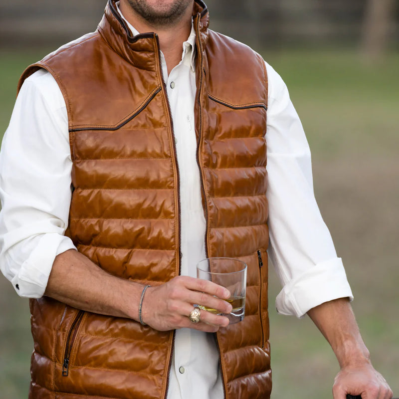 Texas Standard Maverick Leather Vest - Cognac