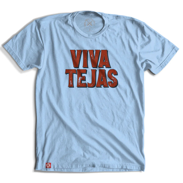 Blue t-shirt with "VIVA TEJAS" written on the front