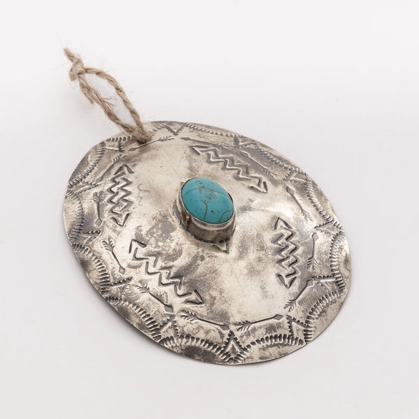 J. Alexander Oval Silver With Turquoise Ornament 