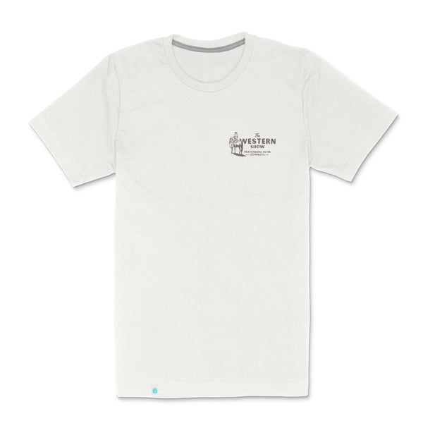 SENDERO WESTERN SHOW TEE - Small left breast print.  The Western Show. Pretending to be cowboys since 2014.
