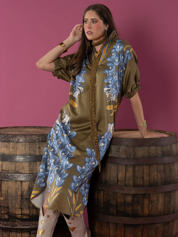 Emily McCarthy Caftan Poppy Bluebonnet Dress