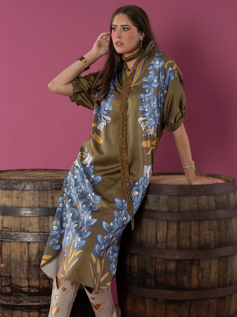 Emily McCarthy Caftan Poppy Bluebonnet Dress