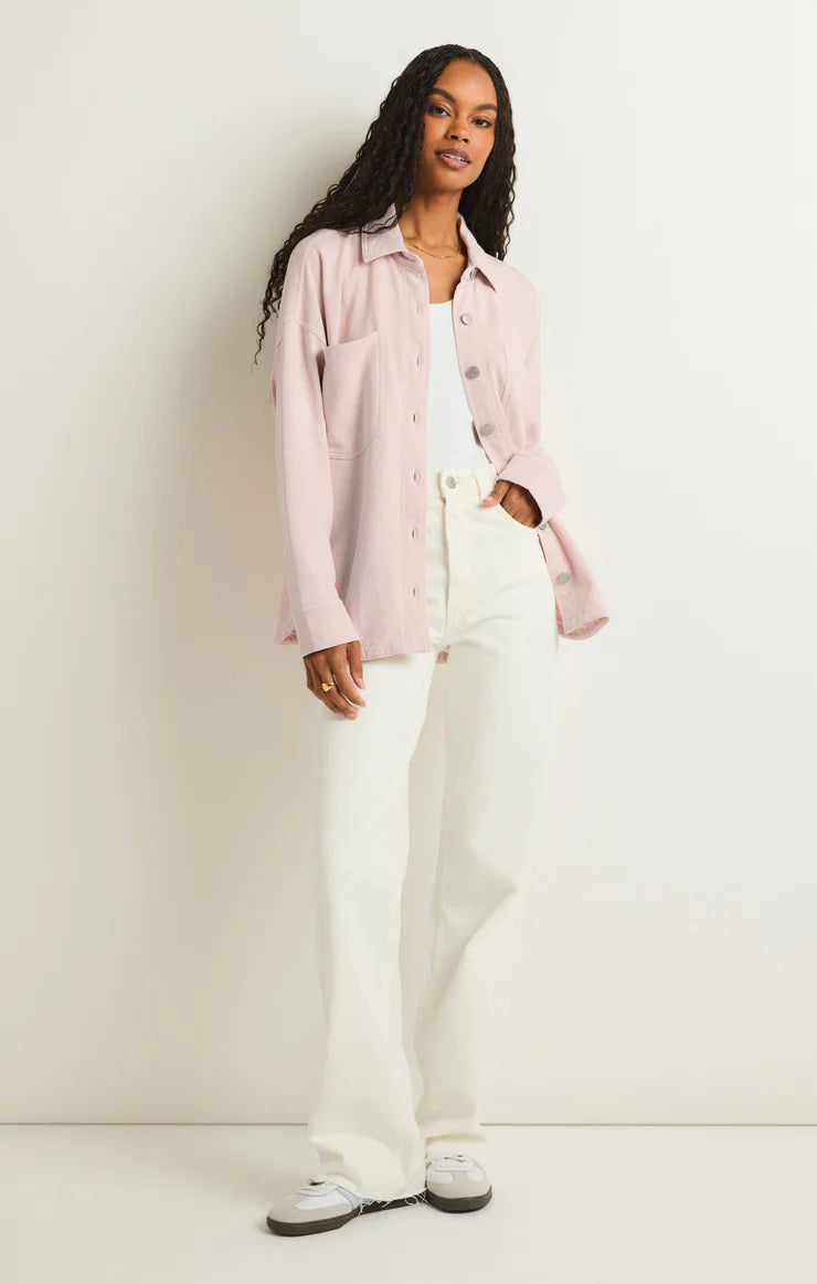 WOMAN WEARING PINK SOLID JACKET