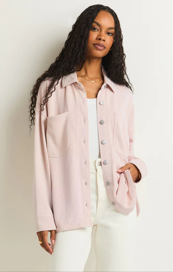 WOMAN WEARING PINK SOLID JACKET