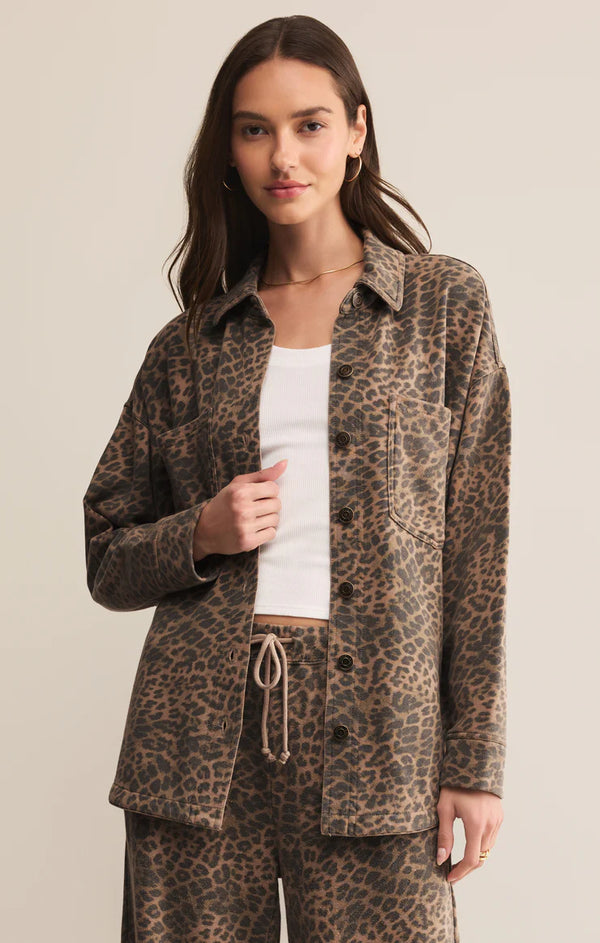 Z Supply All Day Knit Leopard Jacket
