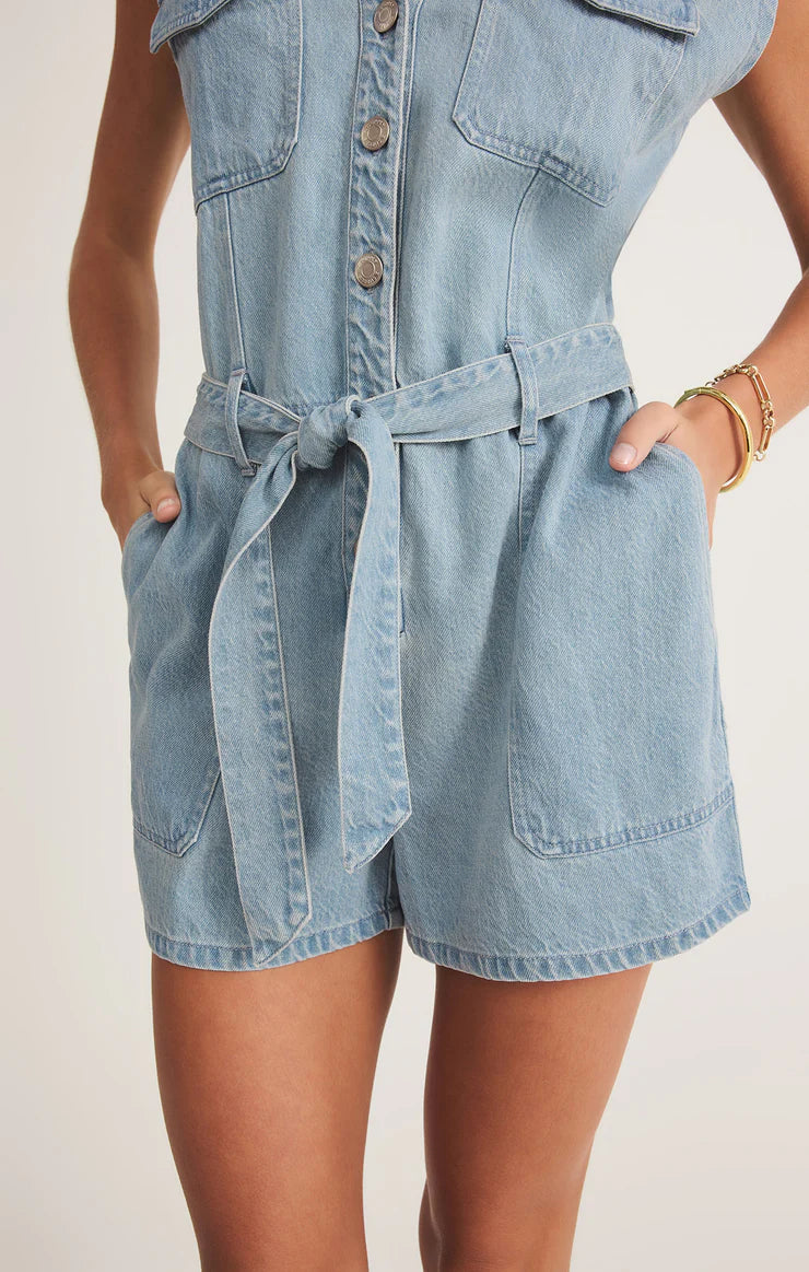 Z Supply Dash Luxe Soft Denim Romper