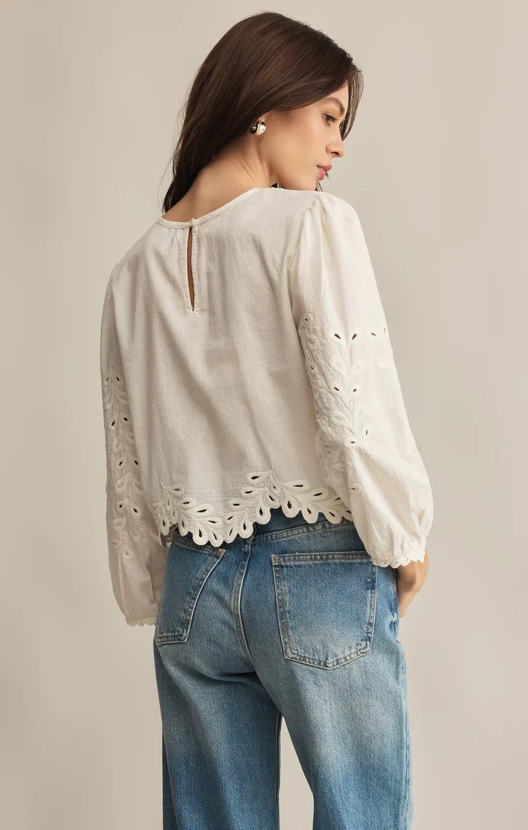 Z Supply Ambroise Embroidered Linen Top