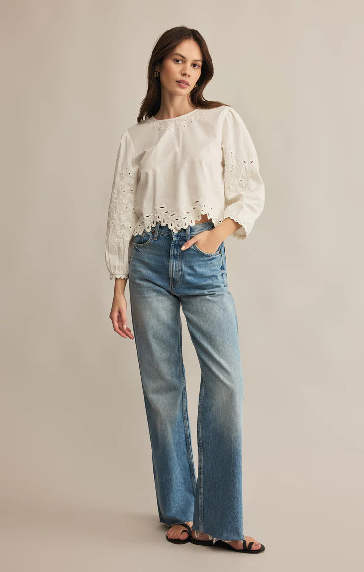 Z Supply Ambroise Embroidered Linen Top