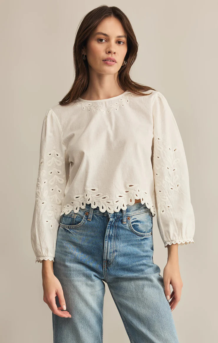 Z Supply Ambroise Embroidered Linen Top