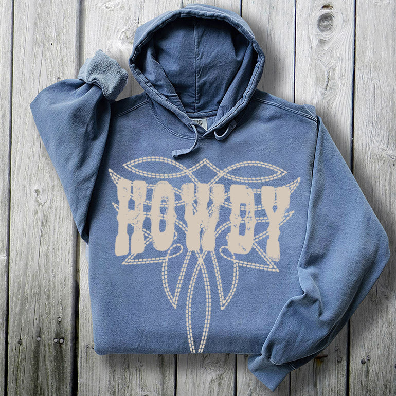 Lala Sista Howdy Western Stitch Graphic Garment Dyed Hoodie